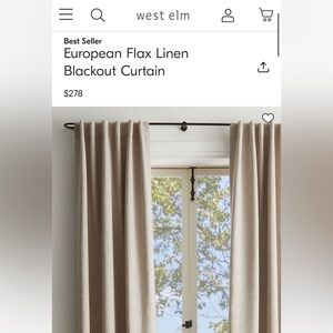 West Elm Blackout Curtains in Dark Flax- 4 Panels